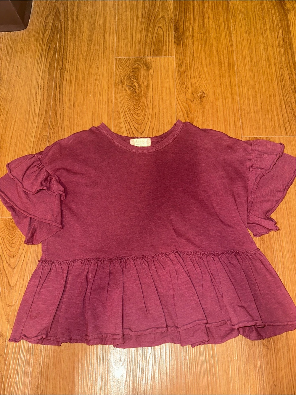 Altar'd State Ruffle Peplum Top - Maroon/Plum
